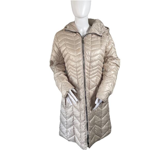 Kenneth Cole Hooded Puffer Coat Golden Size Large Winter Jacket/ Coat - Picture 1 of 9